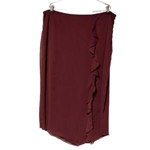 Venezia Jeans clothing co. ruffle midi skirt women 18 burgundy plus sz split hem